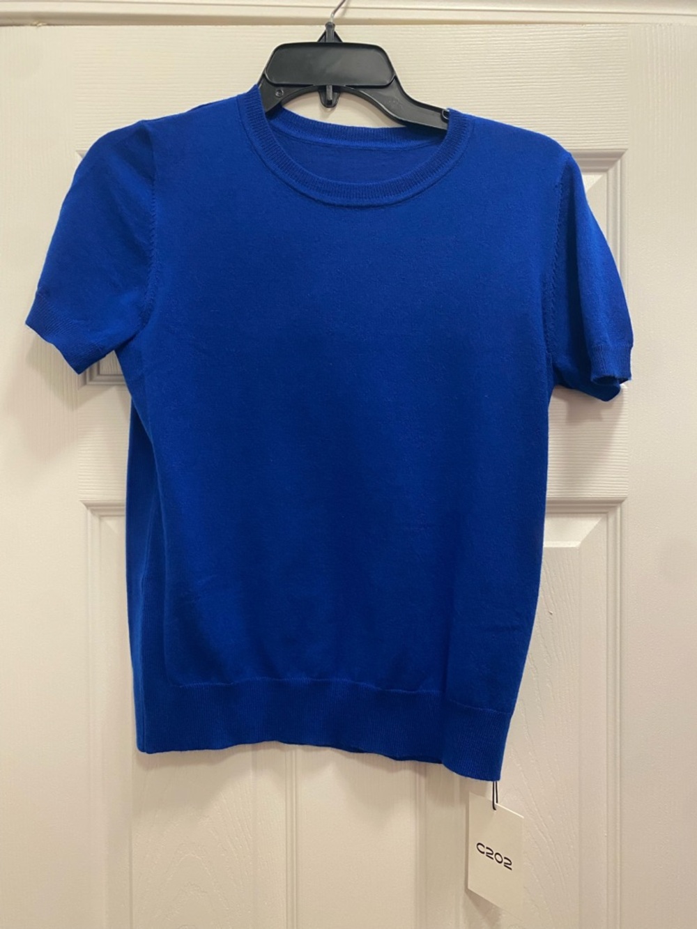 Bright Blue Short Sleeve Crewneck Sweater